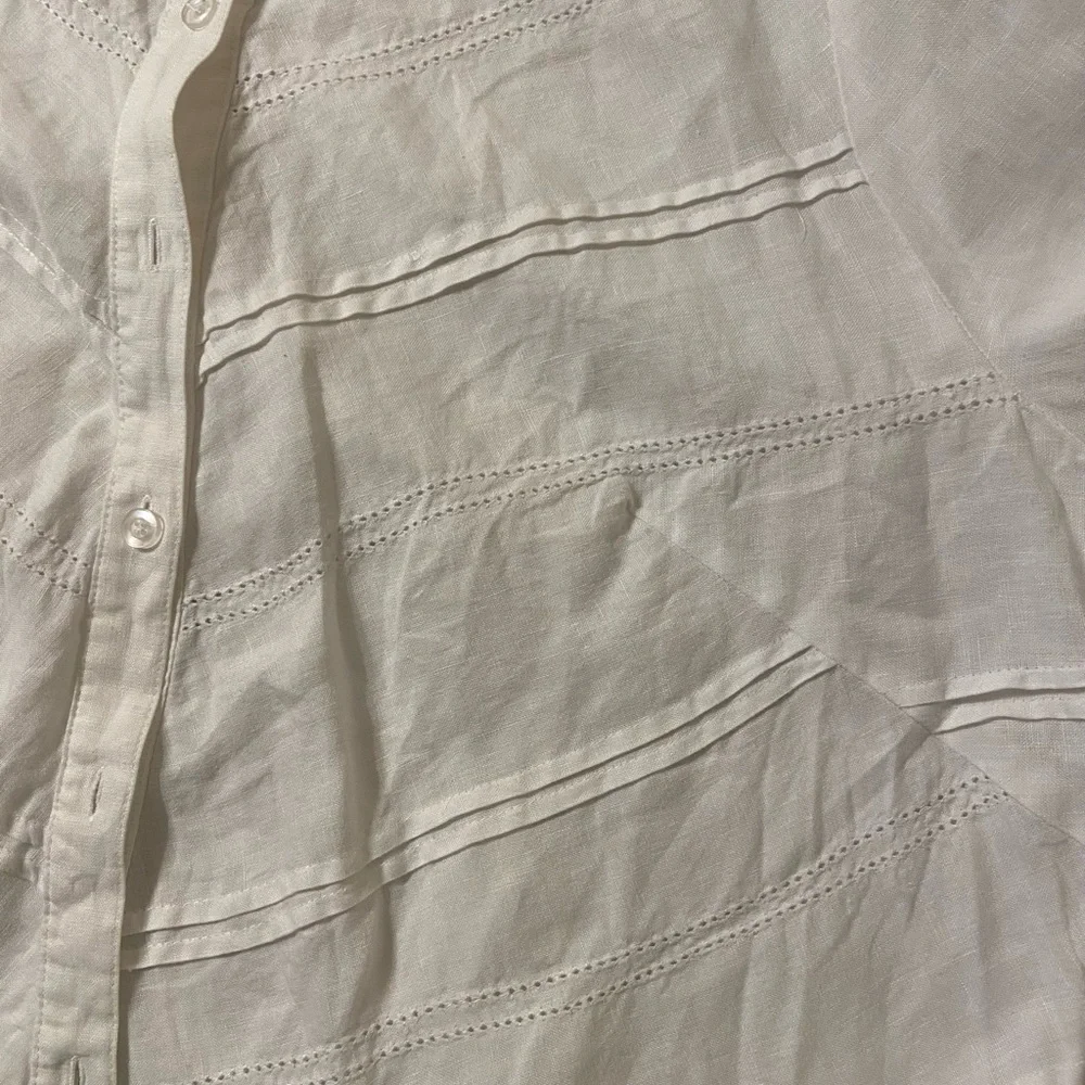 Plus Size White Linen Button Down Top - Picture 3 of 6